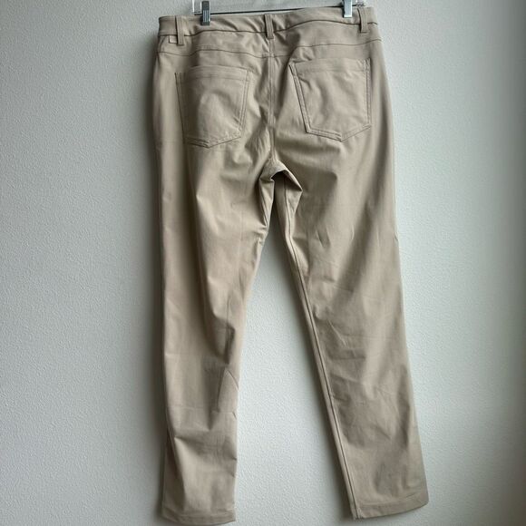 Lululemon ABC Pant Slim *Warpstreme 30” Tan Linen Casual Work Size 34 Rip Tag - Picture 4 of 6
